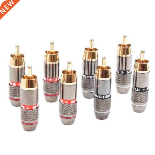 Hifi 8Pcs RCA Plug Gold Plated 6mm Male Double Self-Locking