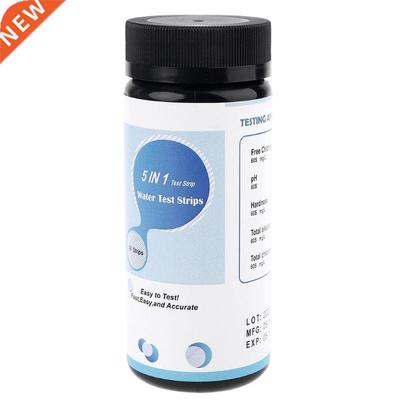 50pcs 5in1 Water Test Strips pH Chlorine Hardness Alkalinity