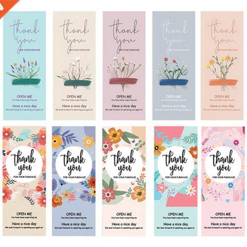 150pcs/rl Flower Pattern Thank You For Your Purchase Stick