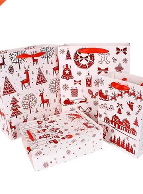 4pcs Christmas Paper Gift Bags Merry Christmas Tree Printed