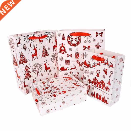 4pcs Christmas Paper Gift Bags Merry Christmas Tree Printed