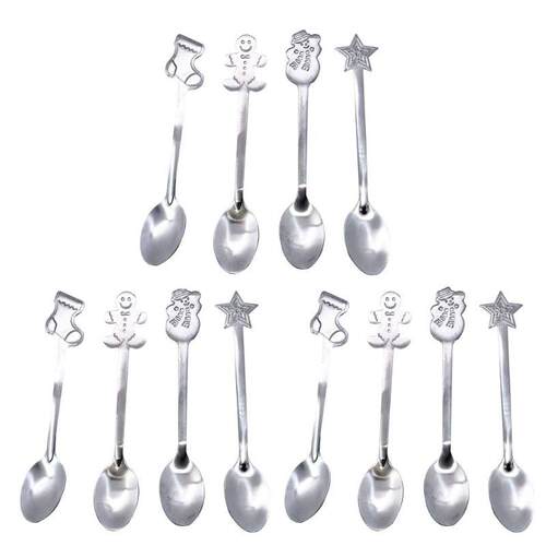 12 Pack Creative Christmas Spoon Stainless Steel Coffee Spoo