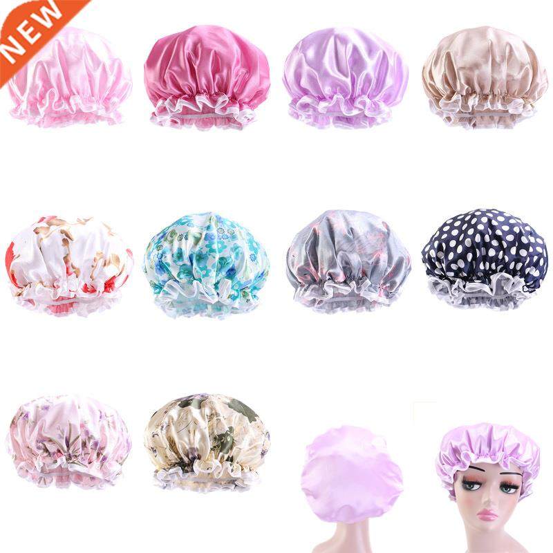 1PCS Double-layer Waterproof Shower Cap Thickened Printing H