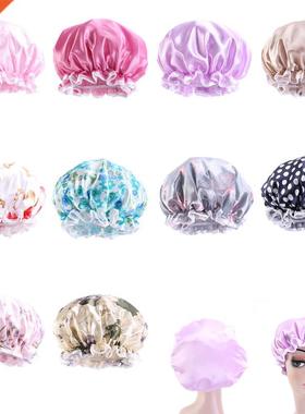 1PCS Double-layer Waterproof Shower Cap Thickened Printing H