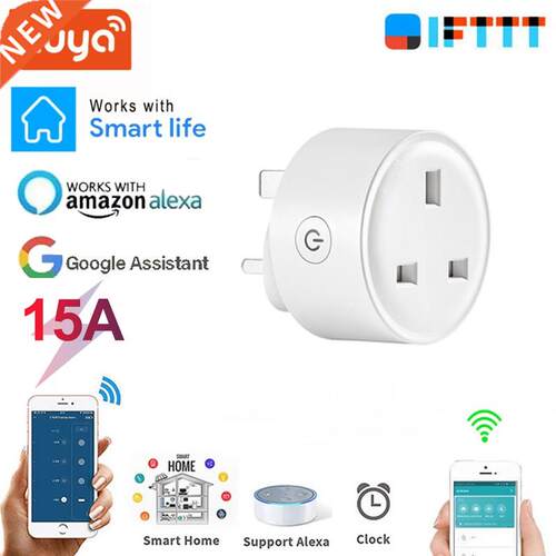 Tuya Wireless WiFi Smart Plug 15A UK Adaptor Remote Voice