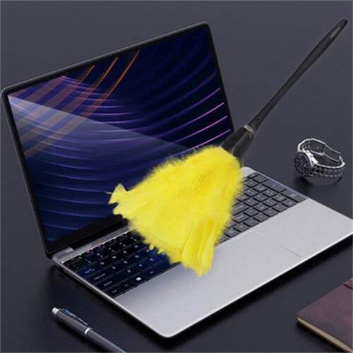 1PC Turkey Feather Duster Corful Anti-static Plastic Handl