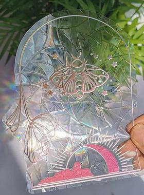 New Colorful Rainbow Prism Leaves Electrostatic Glass Sticke