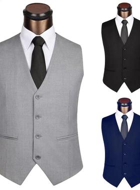 Plus Size Formal Dress Vest Solid Color Suit Vest Men Single