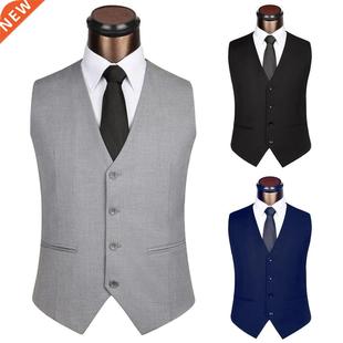 Plus Size Formal Dress Vest Solid Color Suit Vest Men Single