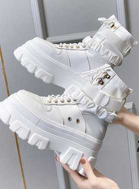 Rimocy black Punk Chunky Platform Motorcycle Boots Women Aut