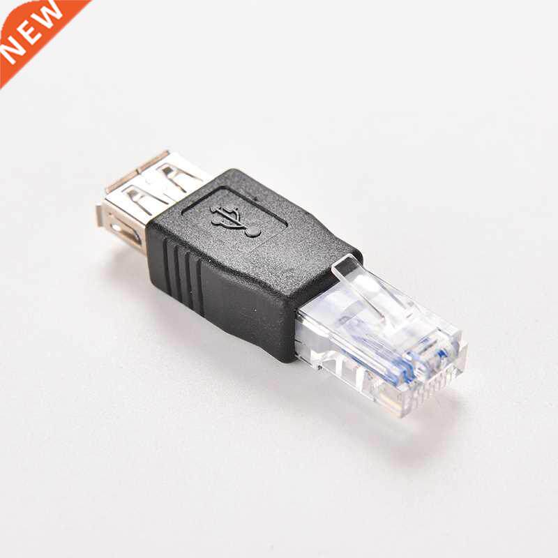 PC Crystal Head RJ45 Male to USB 2.0 AF A Female Adapter Con