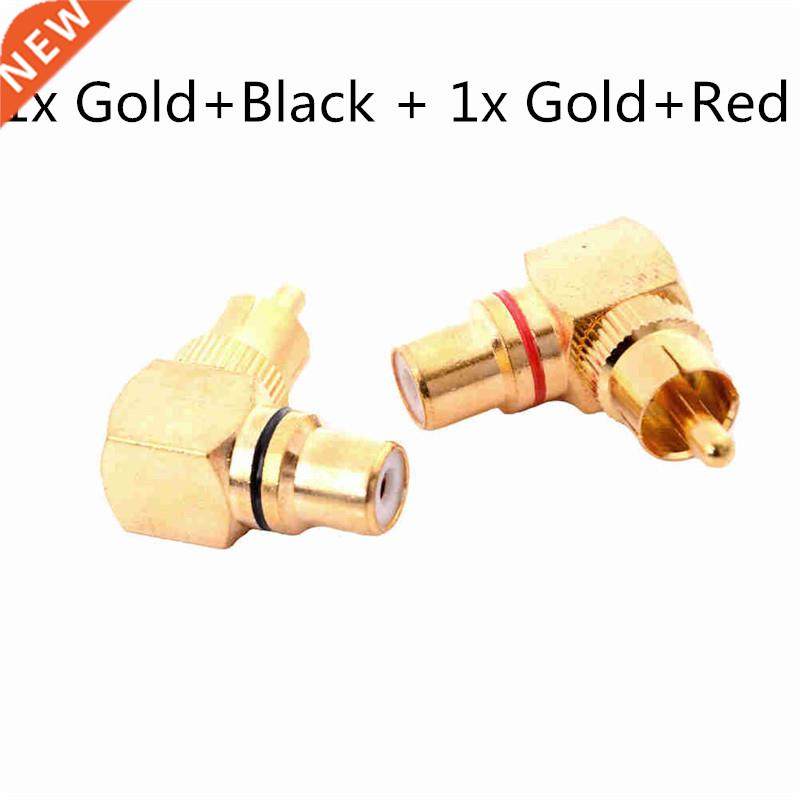 2 Pieces 90 Degree Adapters Brass RCA Right Angle Male To Fe