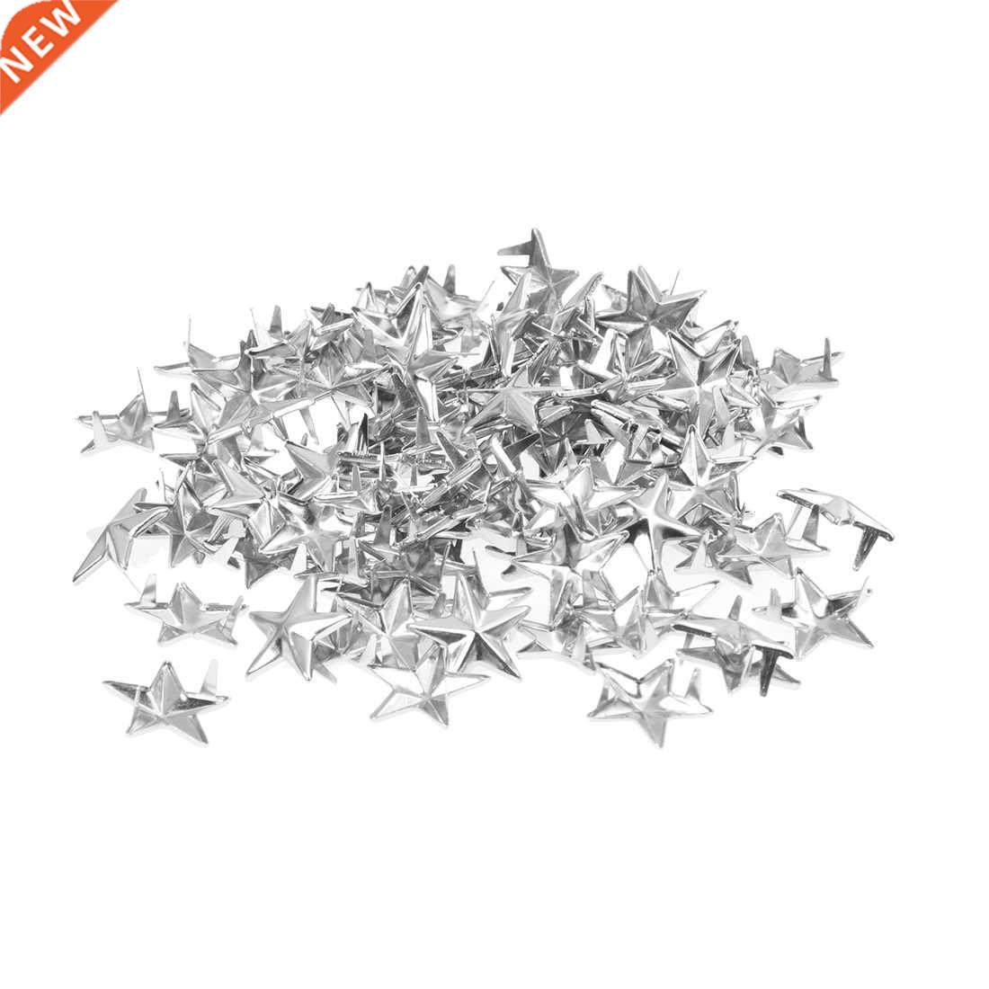 100 rivets applied silver 15mm star shaped spikes