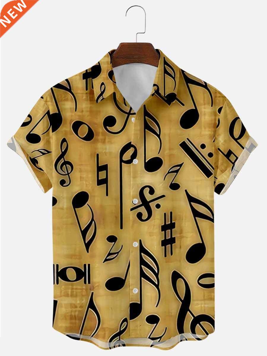 2021 Summer Short-sleeved Plus Size Musical Note Digital Pri