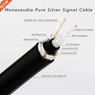 Monosaudio PS75 Hi-END 75ohm Pure Silver RCA Signal cable 75
