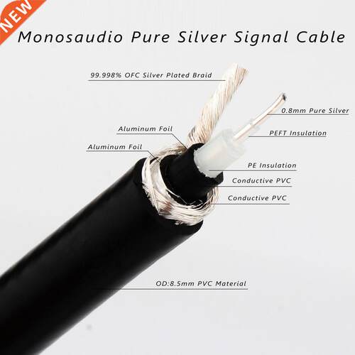 Monosaudio PS75 Hi-END 75ohm Pure Silver RCA Signal cable 75
