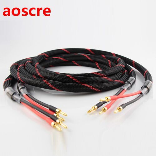 Pair hi end 5N OCC pure copper audio speaker cable hifi loud