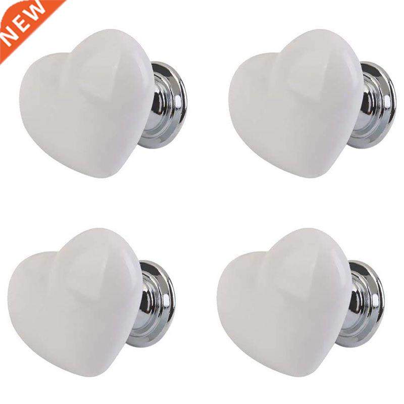 4pcs Handle Ceramic Door Knob Heart Shape 适用于 Closet Draw