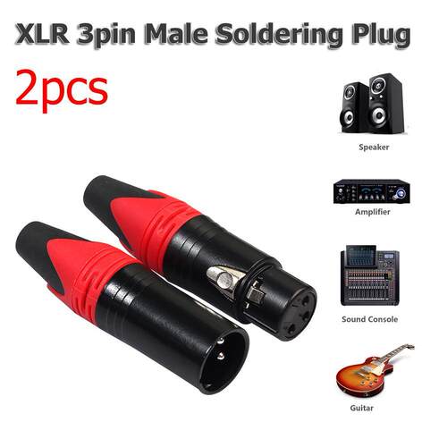 2pcs Pin XLR Connector Microphone Plug Male Female Adapter