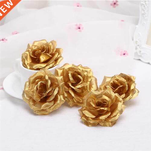 12pcs 8c 22colors Gold Artificial Rose Silk Flower Heads De