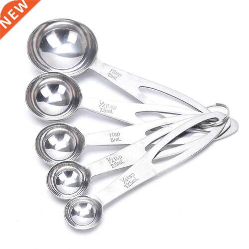 5pcs/set Cooking Spoon Round Stainless Steel Measuring Spoon