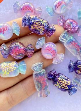12Pcs New Cute Resin Mini Mixed Candy Flat Back Cabochon Scr