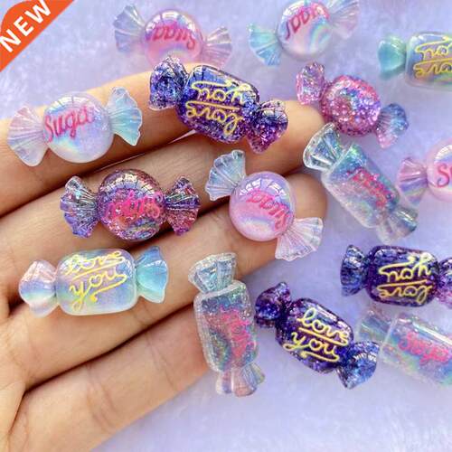12Pcs New Cute Resin Mini Mixed Candy Flat Back Cabochon Scr