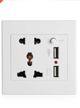 Socket+2 USB+Switch Socket Charger AC/DC Power Adapter Plug