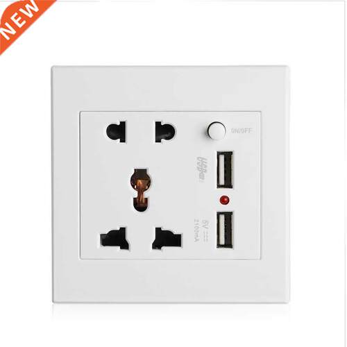 Socket+2 USB+Switch Socket Charger AC/DC Power Adapter Plug