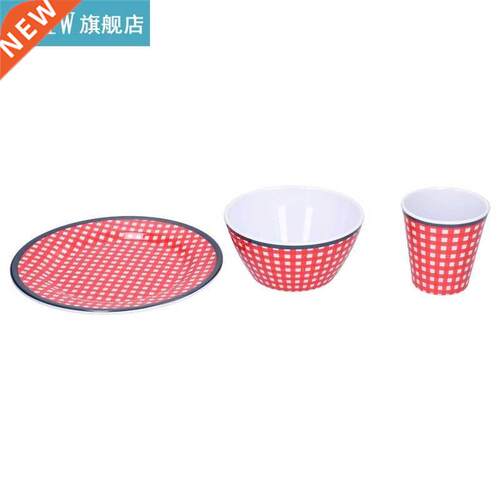 Mats Pads coaster Red Grids Salad Plate Set Imitation Porc