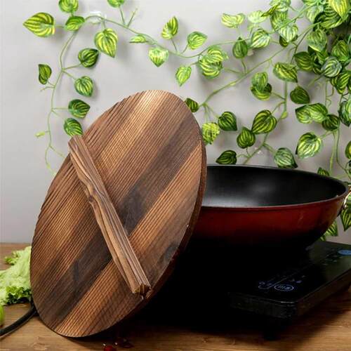 Wooden wood cover Handmade fir anti-scalding pot lid cover w