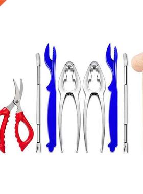 8 Pcs Seafood Tools Set,Includes 2 Crab Crackers,2 Lobster S