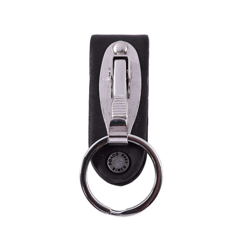 Stainless Steel Keyring Design Faux Leather Belt Loop Key Ch