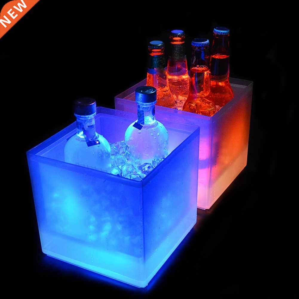 3.5L Colorful LED Luminous Square Whiskey Wine Bucket Double