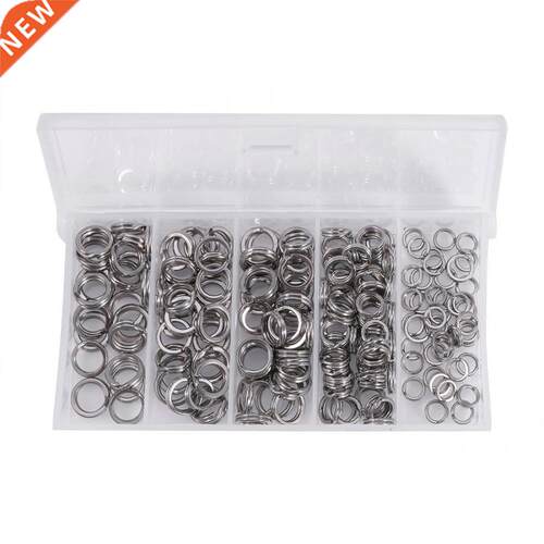 200PCS 5Sizes Stainless Steel Split Rings Solid Lures Connec