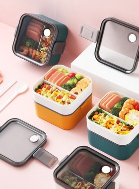 Lunch Box Student Tableware Set Large-capacity Partitioned