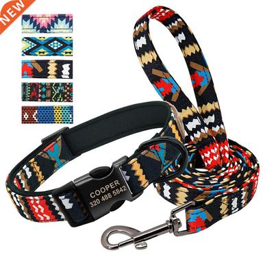 Personalized Dog Collar WIth Leash Nylon Custom Pet ID Colla