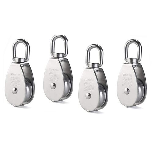 4Pcs M25 Single Pulley Block,304 Stainless Steel Pulley Roll