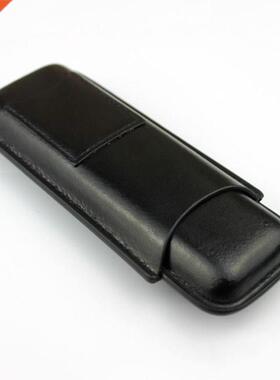 Leather Cigar Case Cigar Humidor Black High-end 2 Tube Hold