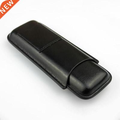 Leather Cigar Case Cigar Humidor Black High-end 2 Tube Hold