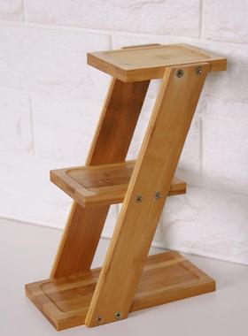 Tiers Bamboo Desktop Potted Plant Storage Rack Desktop Flo