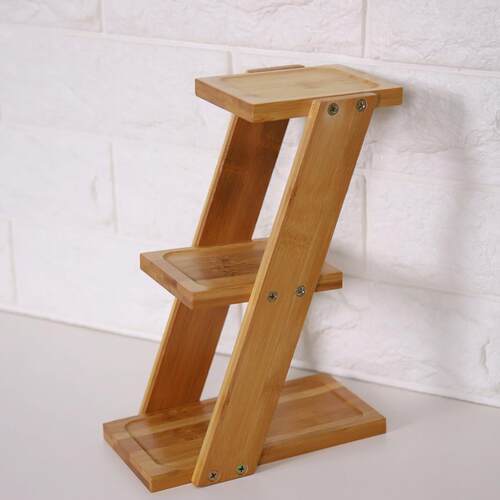 Tiers Bamboo Desktop Potted Plant Storage Rack Desktop Flo