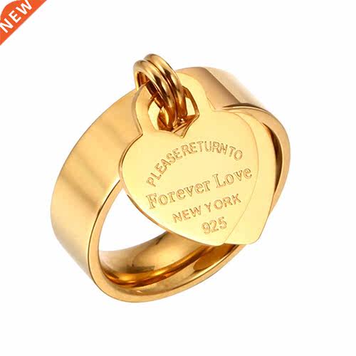 Rose Gold Plating Girl Women Ring Stainless Steel Charm Fing