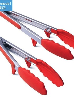 2Pcs/Set Silicone Nylon Tongs Stainless Steel Non-Slip Kitch