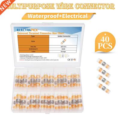 New 40pcs Orange AWG-8 Heat Shrink Terminal Wire Connectors