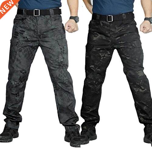 Men Camo Mult-Pockets Cargo Pants Quck Dry Outdoors Sports