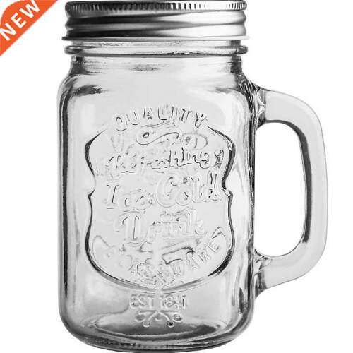Glass cold drink with lid raw sealed jar juice milkshake d