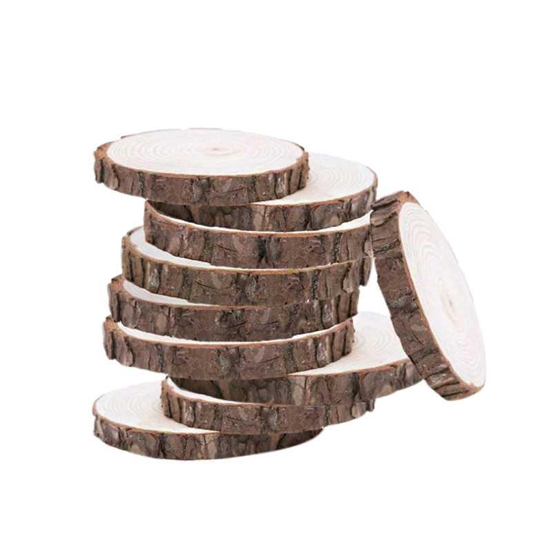 10pcs 10-12CM Wood Log Slices Discs Wooden Craft Embellishme