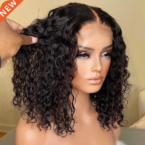 Bob Lace Frontal Wig Black Curly For Women Hd Transparent Lo