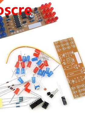 NE555 + CD4017 Dual LED Red Blue Strobe Flashing Lights DIY